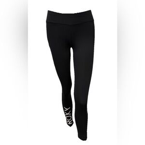 Roxy Home Song Workout Leggings Women’s S Black Workout Yoga Pants Zip Pocket